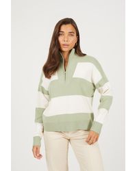 Brave Soul - Pale Striped Half Zip Knitted Jumper - Lyst