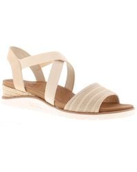 Skechers - Wedge Sandals Arch Fit Beach Kiss Elasticated Natural Textile - Lyst