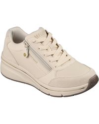 Skechers - Billion Flex Luxe Up Leather Natural Trainers - Lyst