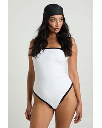 Boohoo - Tummy Control Contrast Square Neck Swimsuit - Lyst