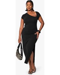 Boohoo - Plus Asymmetric Cap Sleeve Ruched Midaxi Dress - Lyst