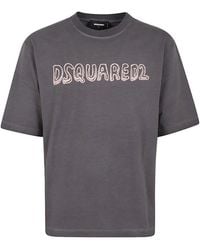 DSquared² - Best Fade Loose Fit Cartoon Logo T-Shirt Charcoal Cotton - Lyst