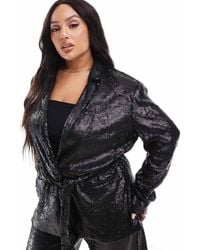 ASOS - Design Sequin Tie Waist Blazer - Lyst