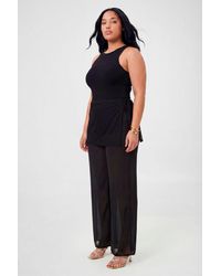 Boohoo - Plus Lace Skirt Overlay Wide Leg Satin Trousers - Lyst