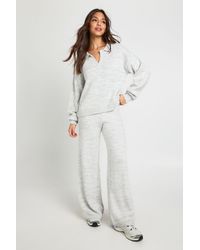 Boohoo - Super Soft V Neck Collared Knitted Jumper And Straight Leg Trouser Co-Ord - Lyst
