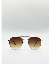 SVNX - Double Bridge Metal Sunglasses With Gradient Lenses - Lyst