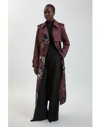 Karen Millen - Petite Jacquard Mix Trench Coat - Lyst