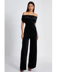 Quiz - Bardot Velvet Jumpsuit - Lyst