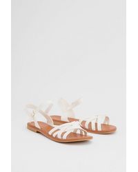 Good for the Sole - Danielle Faux Leather Cross Strap Comfort Flat Sandals - Lyst