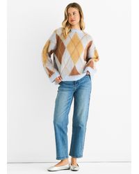 Gini London - Argyle Knit Round Neck Jumper - Lyst