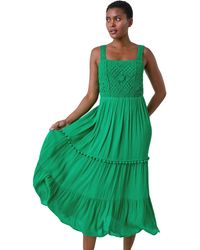 Roman - Crochet Detail Cotton Blend Maxi Dress - Lyst