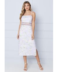 Oasis - Floral Scuba Column Trim Insert Midi Dress - Lyst