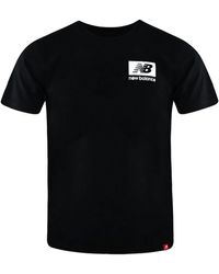 New Balance - Short Sleeve Crew Neck Nb Essentials Id T-Shirt Mt13518 Bk Cotton - Lyst