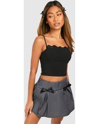 Boohoo - Ribbon Bow Pinstripe Micro Mini Skirt - Lyst