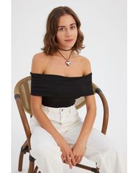 Hiccup - Off-Shoulder Ruched Bodycon Crop Top - Lyst