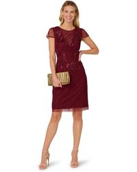 Adrianna Papell - Studio Bead Mesh Sheath Dress - Lyst
