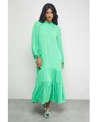 Warehouse - Tony Chiffon High Neck Tier Smock Midi Dress - Lyst
