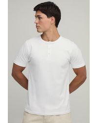 BoohooMAN - Basic Slim Fit Henley T-Shirt - Lyst
