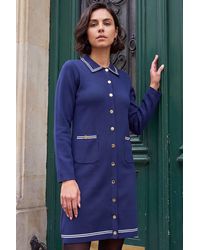 Roman - Collared Contrast Trim Knit Dress - Lyst