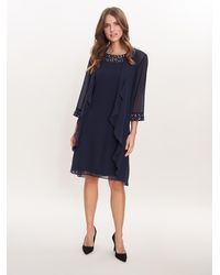 Gina Bacconi - Joseline Short Chiffon Jacket Dress With Beaded Neckline - Lyst