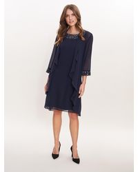 Gina Bacconi - Joseline Short Chiffon Jacket Dress With Beaded Neckline - Lyst