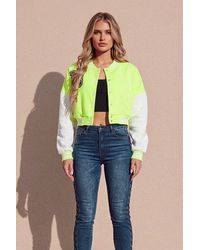 Femme Luxe - Varsity Slogan Contrast Sleeve Bomber - Lyst