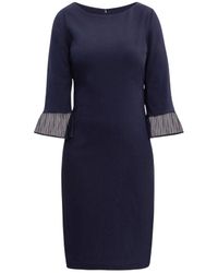 Gina Bacconi - Kerry Short Sheath Dress With Illusion Pleated Sleeve Detail - Lyst
