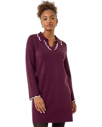Roman - Scalloped Edge Knit Dress - Lyst