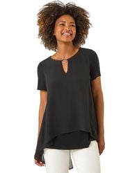 Roman - Ring Front Chiffon Overlay Top - Lyst
