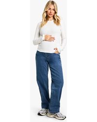 Boohoo - Maternity Over The Bump Straight Leg Jeans - Lyst