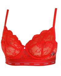 Guess - S Lace Bra With Underwire And Elastic Sides O0bc15pz01c - Lyst