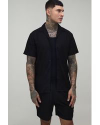 BoohooMAN - Tall Holiday Linen Blend Regular Shirt & Relaxed Short Set - Lyst
