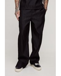 BoohooMAN - Tall Woven Rib Texture Split Hem Relaxed Fit Pants - Lyst