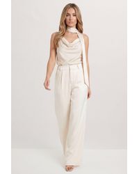 MissPap - Premium Satin Wide Leg Trouser - Lyst