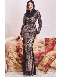 Goddiva - Modesty Sequin Evening Maxi Dress - Lyst