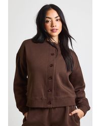 Boohoo - High Neck Fleece Cardigan - Lyst
