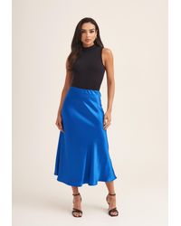 Gini London - Satin Bias Cut Midi Skirt - Lyst