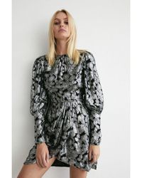 Warehouse - Sparkle Jacquard Wrap Mini Dress - Lyst