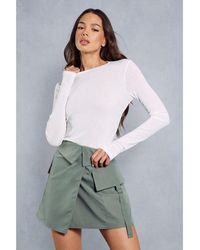 MissPap - Folded Over Detail Utility Mini Skirt - Lyst
