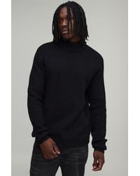 BoohooMAN - Tall Regular Fit Roll Neck Ribbed Knitted Jumper - Lyst