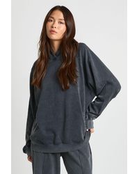 Boohoo - Washed Raglan Seam Oversized Hoodie - Lyst