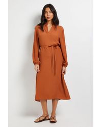 Wallis - Viscose Seam Detail Collarless Midi Dress - Lyst