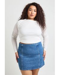 Boohoo - Plus Seam Detail Denim Skirt - Lyst