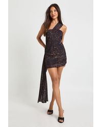 Boohoo - Mixed Animal Mesh Drape Mini Dress - Lyst