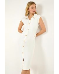 D.u.s.k - Collared Ribbed Midi Dress - Lyst