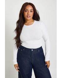 Boohoo - Plus Long Sleeve Crew Neck Bodysuit - Lyst