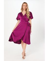 Wallis - Satin Wrap Midaxi Dress - Lyst