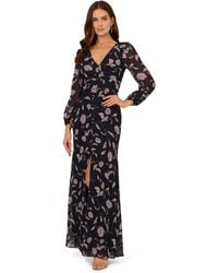 Adrianna Papell - Print Chiffon Long Dress - Lyst