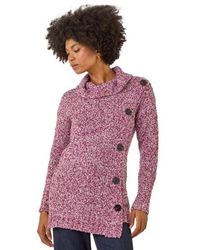 Roman - Roll Neck Button Detail Longline Jumper - Lyst
