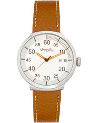 Simplify - The 7100 Lederarmbanduhr Mit Datum - Lyst